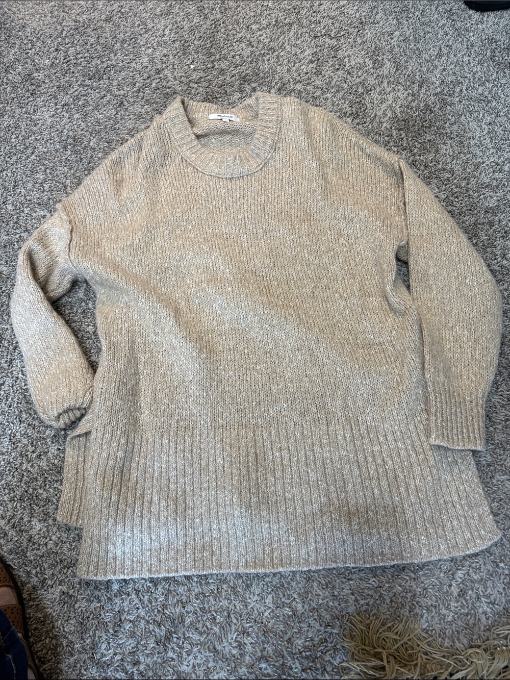 Madewell Heathered Oatmeal Crewneck Sweater